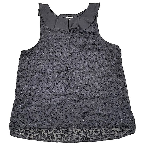 LC Lauren Conrad size small sleeveless top ruffle collar sheer sparkle front EUC - Picture 6 of 16